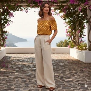 Rewind Mustard Polka Dot Off-Shoulder Blouse